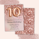 Elegant Ro Guld Kids Girl 10:e Födelsedagsfesten Inbjudningar<br><div class="desc">Elegant ro guld 10 födelsedagsfest inbjudan för en 10-årig flicka med elegant skript med svarttypsteckensnitt och fotnotsballonger för roligt.</div>