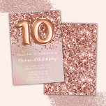 Elegant Ro Guld Kids Girl 10:e Födelsedagsfesten Inbjudningar<br><div class="desc">Elegant ro guld 10 födelsedagsfest inbjudan för en 10-årig flicka med skrivmanschetter och ballonger för roligt av elegant.</div>