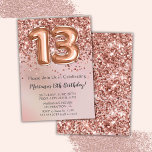 Elegant Ro Guld Kids Girl 13:e Födelsedagsfesten i Inbjudningar<br><div class="desc">Elegant ro 6e födelsedagsfest inbjudan för en 13-årig flicka med skript i elegant med svarttypsteckensnitt och fotballonger i roligt.</div>