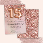 Elegant Ro Guld Kids Girl 15:e Födelsedagsfesten i Inbjudningar<br><div class="desc">Elegant ro guld 15:e födelsedagsfest inbjudan för en 15-årig flicka med skript i elegant med svarttypsteckensnitt och ballonger i roligt.</div>