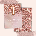 Elegant Ro Guld Kids Girl 1:a födelsedagen Party Inbjudningar<br><div class="desc">Elegant ro första födelsedag för en 1-årig flicka med elegant-skript och fotnotsballonger för roligt.</div>