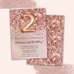 Elegant Ro Guld Kids Girl 2:a födelsedagen Party I Inbjudningar<br><div class="desc">Elegant ro guld 2:a födelsedag inbjudan till en 2-årig flicka med elegant skript med svarttypsteckensnitt och fotnotsballonger för roligt.</div>