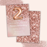 Elegant Ro Guld Kids Girl 2:a födelsedagen Party Inbjudningar<br><div class="desc">Elegant ro guld 2:a födelsedag inbjudan till en 2-årig flicka med skrivprogram och ballonger för roligt av elegant.</div>
