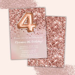 Elegant Ro Guld Kids Girl 4e födelsedagen Party Inbjudningar<br><div class="desc">Elegant ro 4e födelsedagen inbjuds till en 4-årig flicka med elegant-skript och fotnotsballonger för roligt.</div>