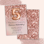 Elegant Ro Guld Kids Girl 5:e Födelsedagsfest Inv Inbjudningar<br><div class="desc">Elegant ro guld 5:e födelsedagsfest inbjudan för en 5-årig flicka med elegant skript med svarttypsteckensnitt och fotnotsballonger för roligt.</div>