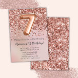 Elegant Ro Guld Kids Girl 7:e Födelsedagsfest Inbjudningar<br><div class="desc">Elegant ro 7:e födelsedagsfest inbjudan för en 7-årig flicka med skript i elegant med svarttypsteckensnitt och fotnotsballonger i roligt.</div>