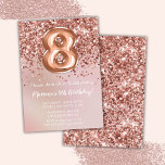 Elegant Ro Guld Kids Girl 8:e Födelsedagsfesten Inbjudningar<br><div class="desc">Elegant ro guld 8 födelsedagsfest inbjudan för en 8-årig flicka med skrivmanschetter och ballonger för roligt av elegant.</div>