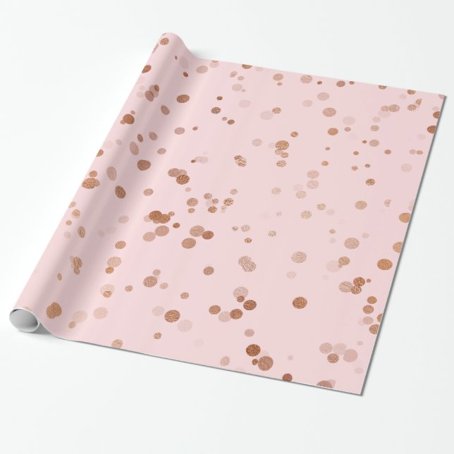 Elegant ro guld konetti polka punkt mönster presentpapper (Utrullad)