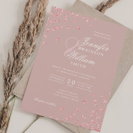 Elegant Ro Guld Konfetti QR Bröllop Dusty Ro Inbjudningar