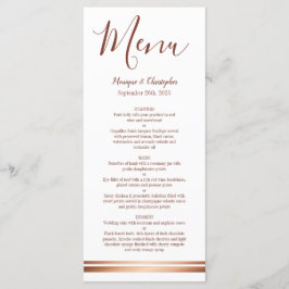Elegant Ro Guld koppar White Bröllop Menu Meny