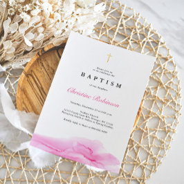 Elegant Ro Guld Kor, Bläck, baptism och förkunnand Inbjudningar