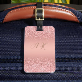 Elegant Ro Guld Luxe Shimmer Monogram Bagagebricka