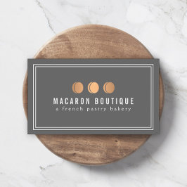 Elegant Ro Guld Macaron Trio-Logotyp på Grått Visitkort