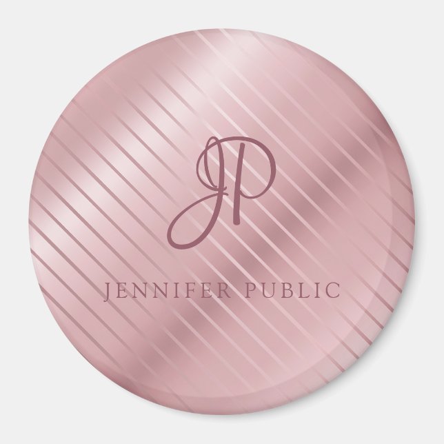 Elegant Ro Guld-mallmonogrammet Modern stor Magnet (Framsidan)