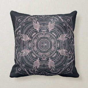 Elegant Ro Guld Mandala Grått Nebula Design Kudde