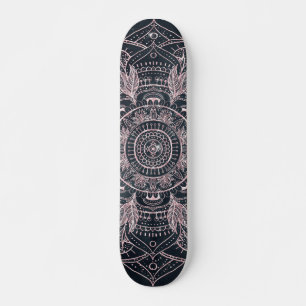 Elegant Ro Guld Mandala Grått Nebula Design Mini Skateboard Bräda 18,5 Cm