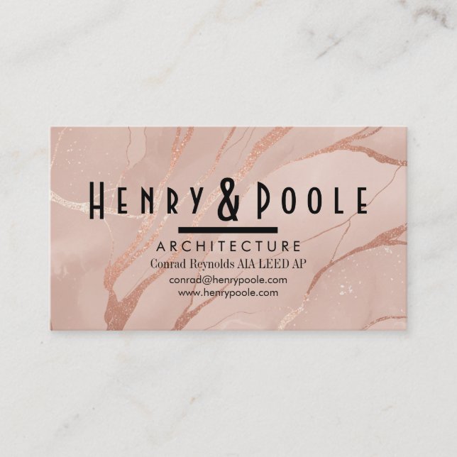 Elegant Ro Guld Marble for Architects & Trades Visitkort (Framsida)