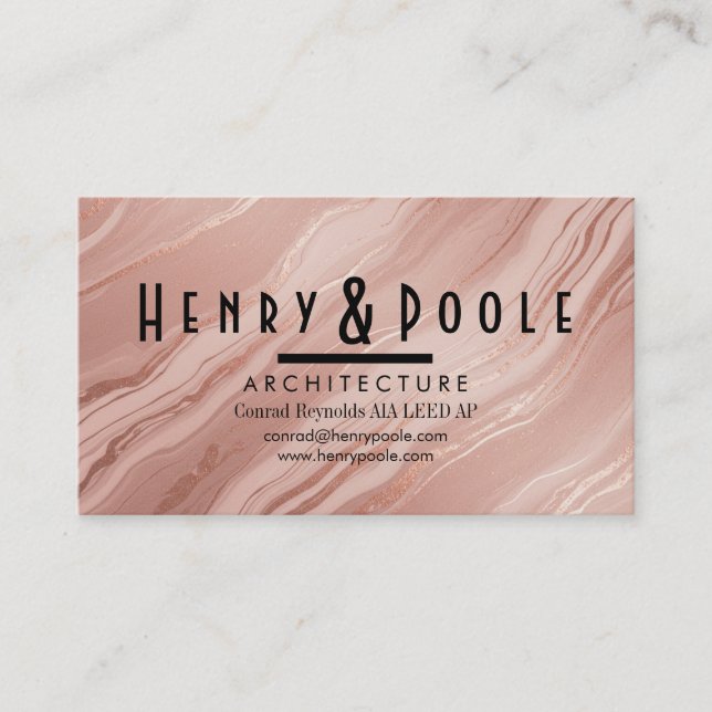 Elegant Ro Guld Marble for Architects & Trades Visitkort (Framsida)