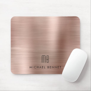 Elegant Ro Guld Metallic Monogram Namn Musmatta