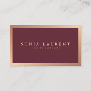 Elegant ro guld, minimalistisk marsala-röd marsala visitkort