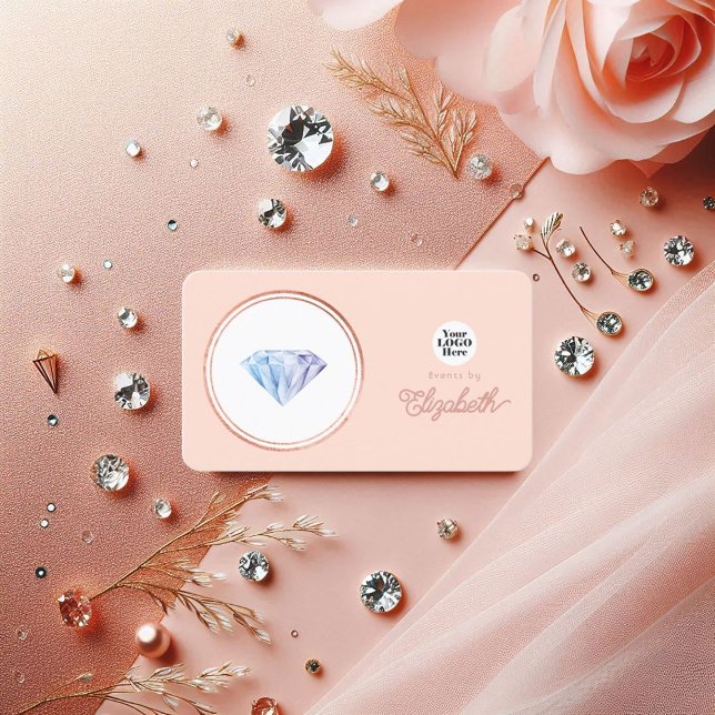Elegant Ro Guld och Bröllopsfixaren för  Rosa Visitkort (Elegant Rose Gold and Blush Pink Wedding Planner Business Card)