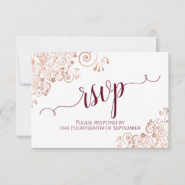 Elegant Ro Guld och Burgundy Calligraphy Bröllop OSA Kort