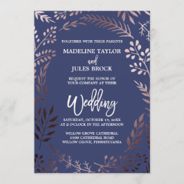 Elegant Ro Guld och flottan | Ledig Ram Bröllop Inbjudningar