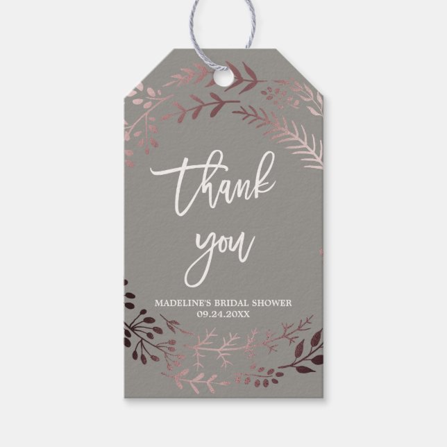 Elegant Ro Guld och Grått Möhippa Tack Presentetikett (Framsidan)