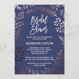 Elegant Ro Guld och marin Möhippa Inbjudningar