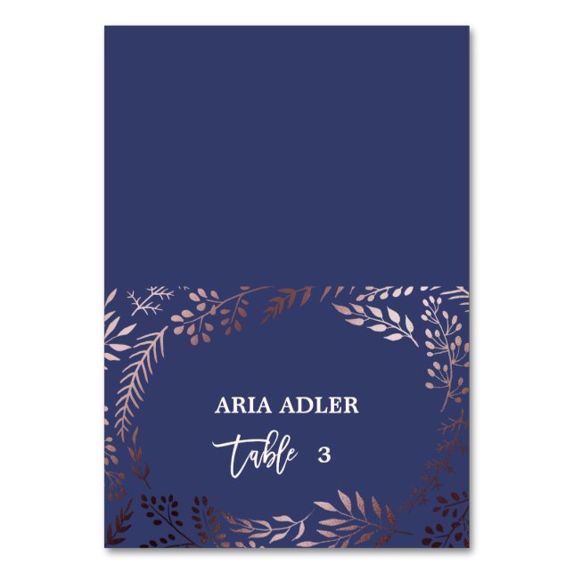 Elegant Ro Guld och marinkusten Bröllop Ställe Bordsnummer (Framsidan)