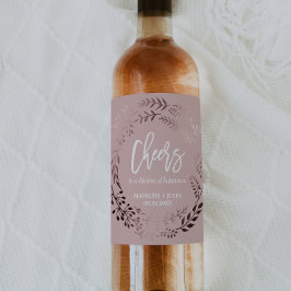 Elegant Ro Guld och Rosa "Cheers" Bröllop Vinflaska Etikett