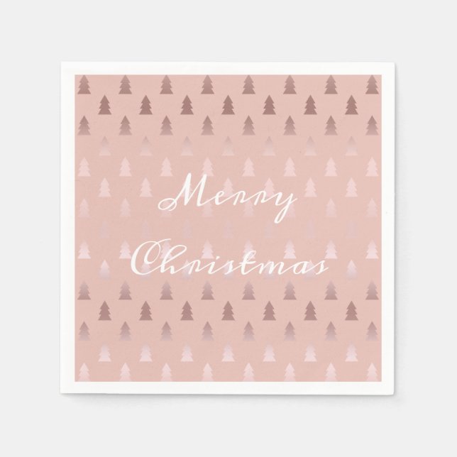Elegant ro guld och rosa Julgran mönster Pappersservett (Framsidan)