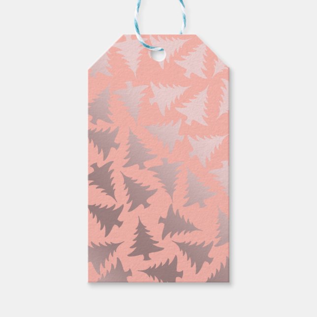 Elegant Ro Guld och Rosa Julgran Mönster Presentetikett (Framsidan)