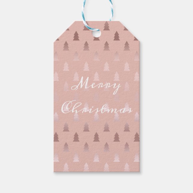 Elegant ro guld och rosa Julgran mönster Presentetikett (Framsidan)
