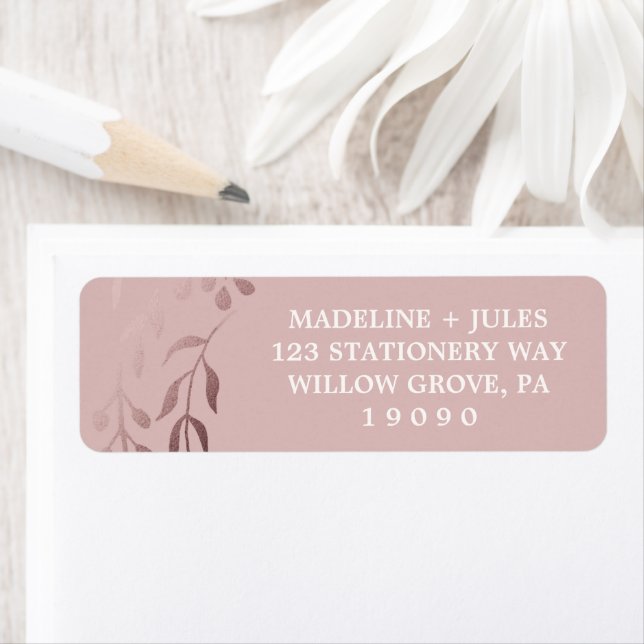 Elegant Ro Guld och Rosa | Ledig Ram Bröllop Returadress Etikett (Insitu)
