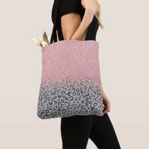 Elegant Ro Guld och Silver Glitter Leopard Skriv u Tygkasse