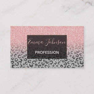 Elegant Ro Guld och Silver Glitter Leopard Skriv u Visitkort