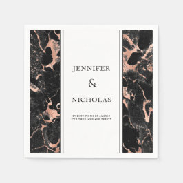 Elegant Ro Guld och Svarta Marble Bröllop Pappersservett