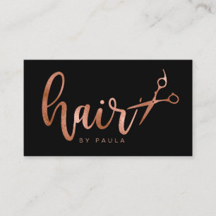 Elegant ro guld och svarta saxar frisör visitkort