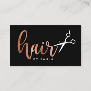 Elegant ro guld och svarta saxar frisör visitkort