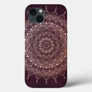 Elegant Ro Guld om Burgundy Blommigt Henna Mandala