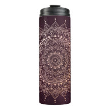 Elegant Ro Guld om Burgundy Blommigt Henna Mandala