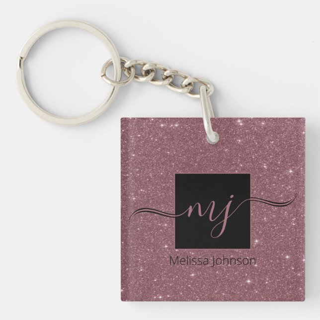 Elegant Ro Guld om den svarta nyckelkedjan (Framsidan)