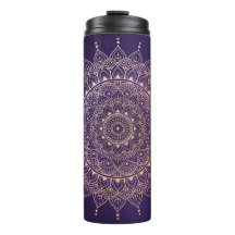 Elegant Ro Guld om Lila Blommigt Henna Mandala