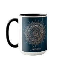 Elegant Ro Guld om Teal Blommigt Henna Mandala