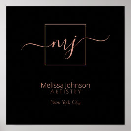 Elegant Ro Guld på svart personlig Poster