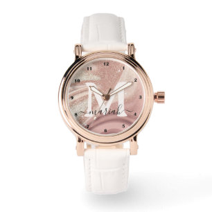 Elegant Ro Guld Paint Glitter Marble Gnistra Armbandsur