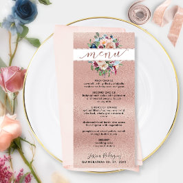 Elegant Ro Guld Pastel Blommigt Quinceañera Menu Meny