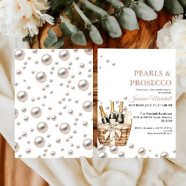 Elegant Ro Guld Pearls & Prosecco Möhippa Inbjudningar