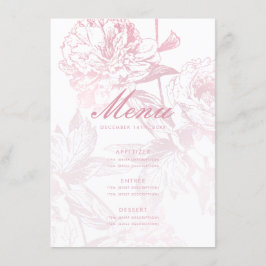 Elegant Ro Guld  Rosa Blommigt Bröllop Menu Meny